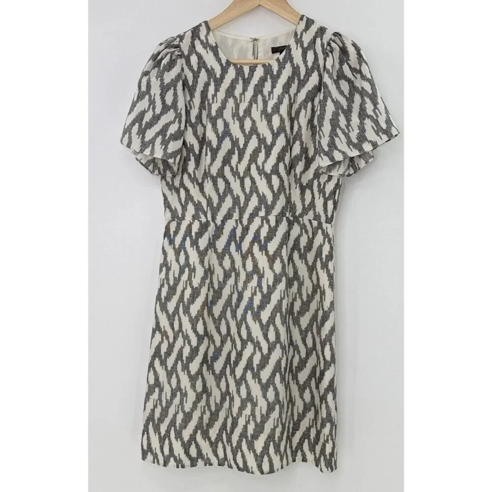 J.Crew 100% Silk Flutter‎ Sleeve Dress Size 6 Preppy Lightweight, Event